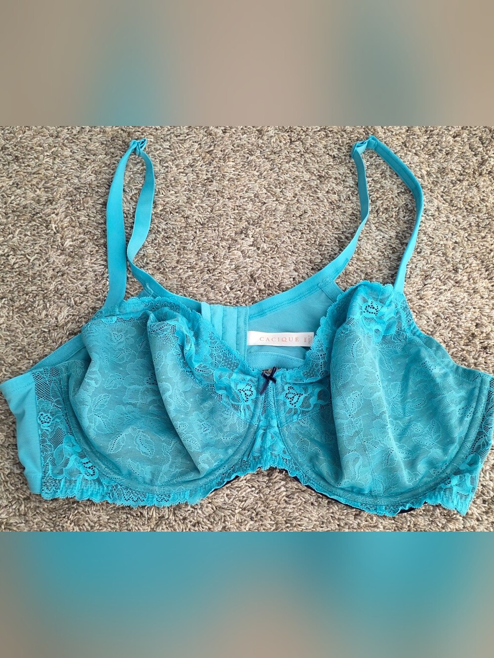 50C Cacique Lane Bryant Turquoise Blue Lace Underwire Bra New Without Tags